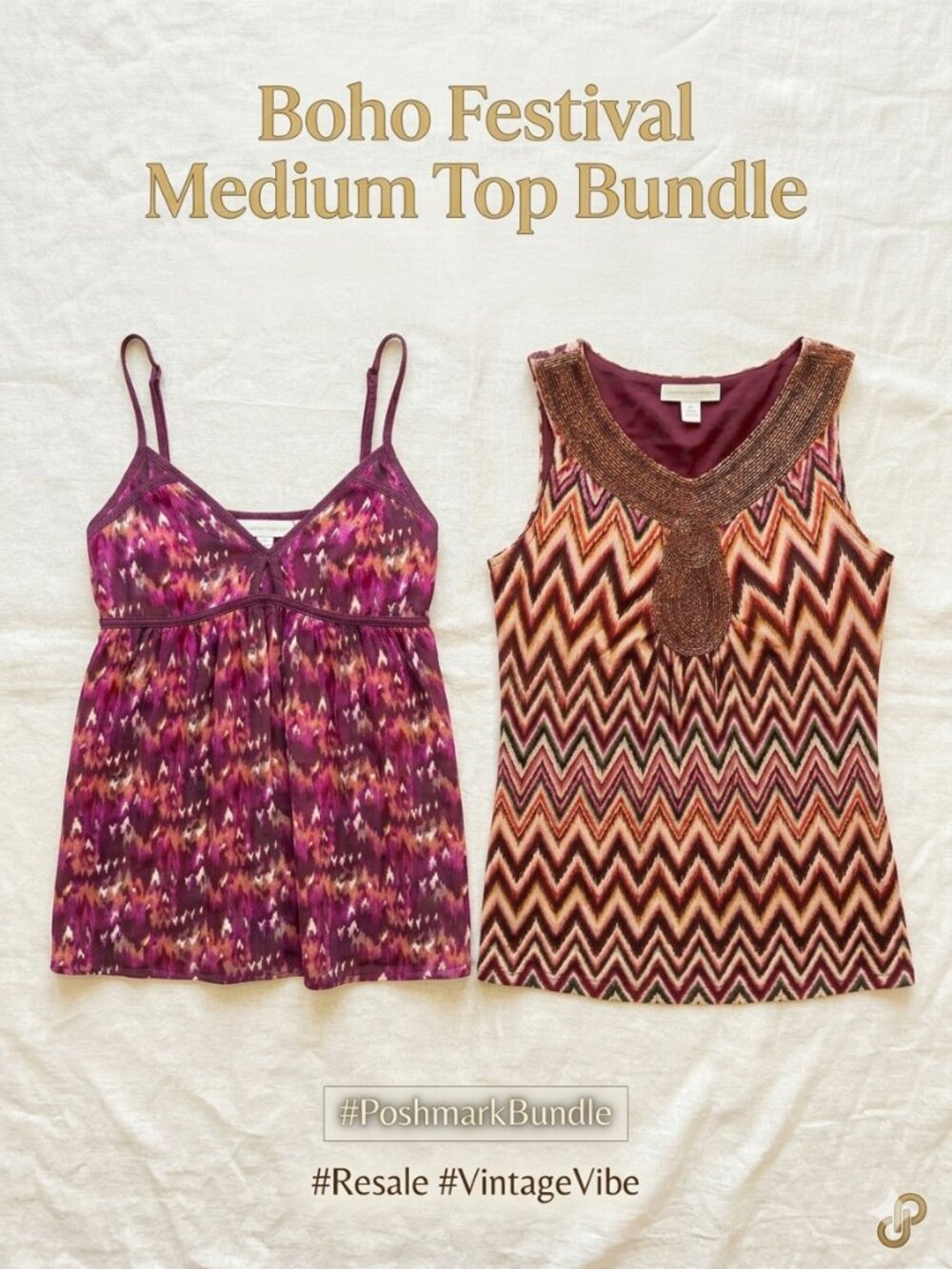 Bundle 2 Tank Tops Medium Dressbarn Rainbow Beaded Forever 21 Y2K Geometric Fest